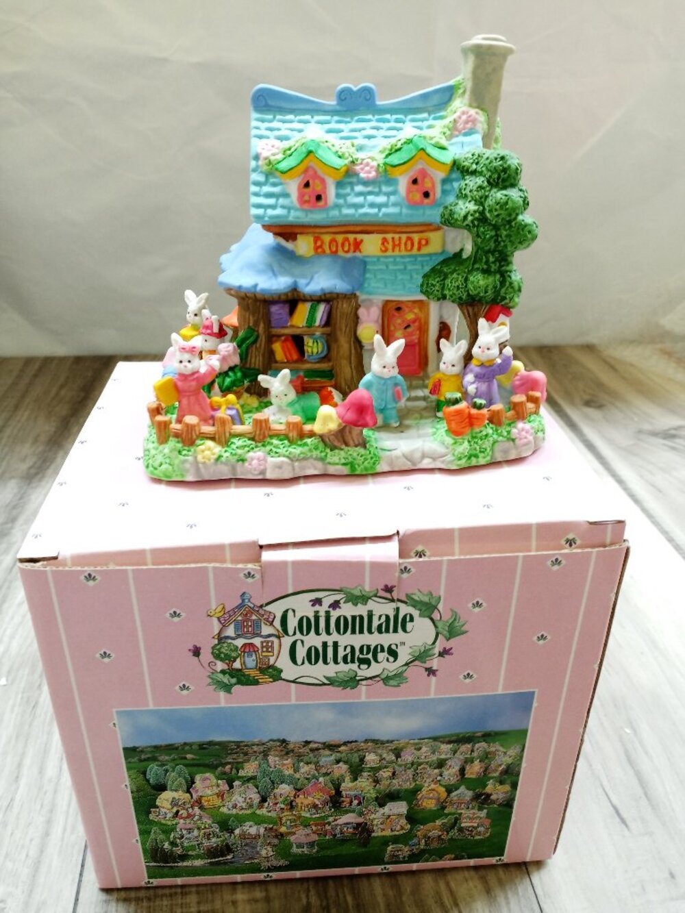 Bookshop Cottontale Cottages Easter Village Porcelain Painted House